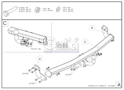 Фаркоп оцинкованный Galia C036A для CITROEN C2 2003-(паспорт и сертификат в комплекте)(без электрики)
