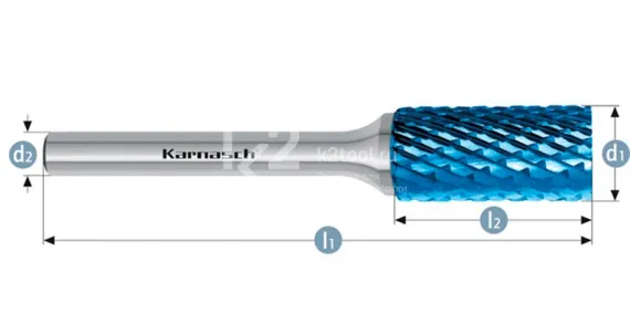Борфреза твердосплавная Karnasch форма A, 6х18х6х50 мм, насечка HP-6, покрытие Blue-Tec, арт. 11.5004-065