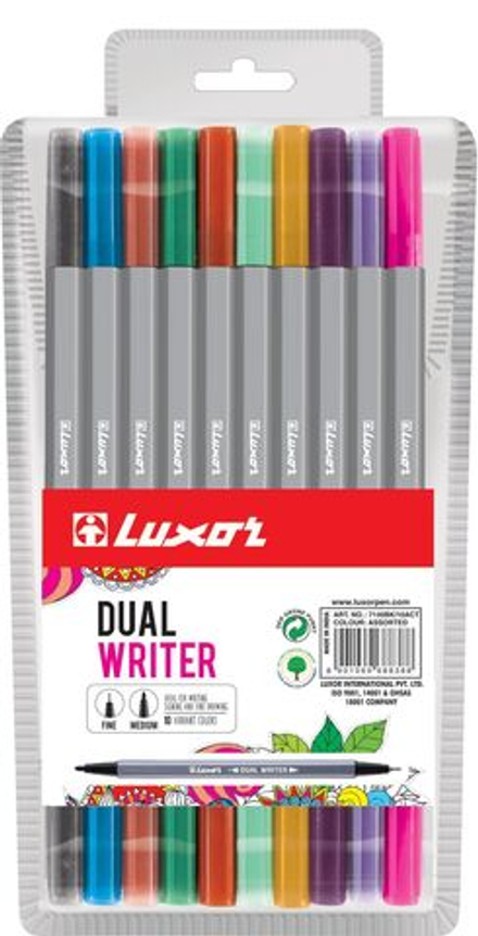 Набор капиллярных ручек "DUAL WRITER" 10цв., двухсторонний, европодвес