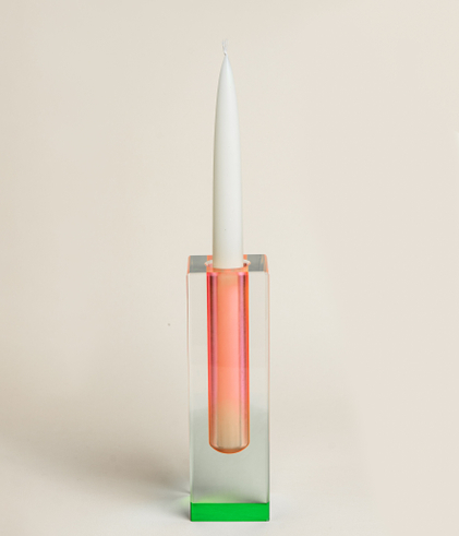 Ваза/Подсвечник из акрила 5 х 5 х 16 Розово-зеленый