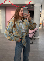 Рубашка в клетку голубой