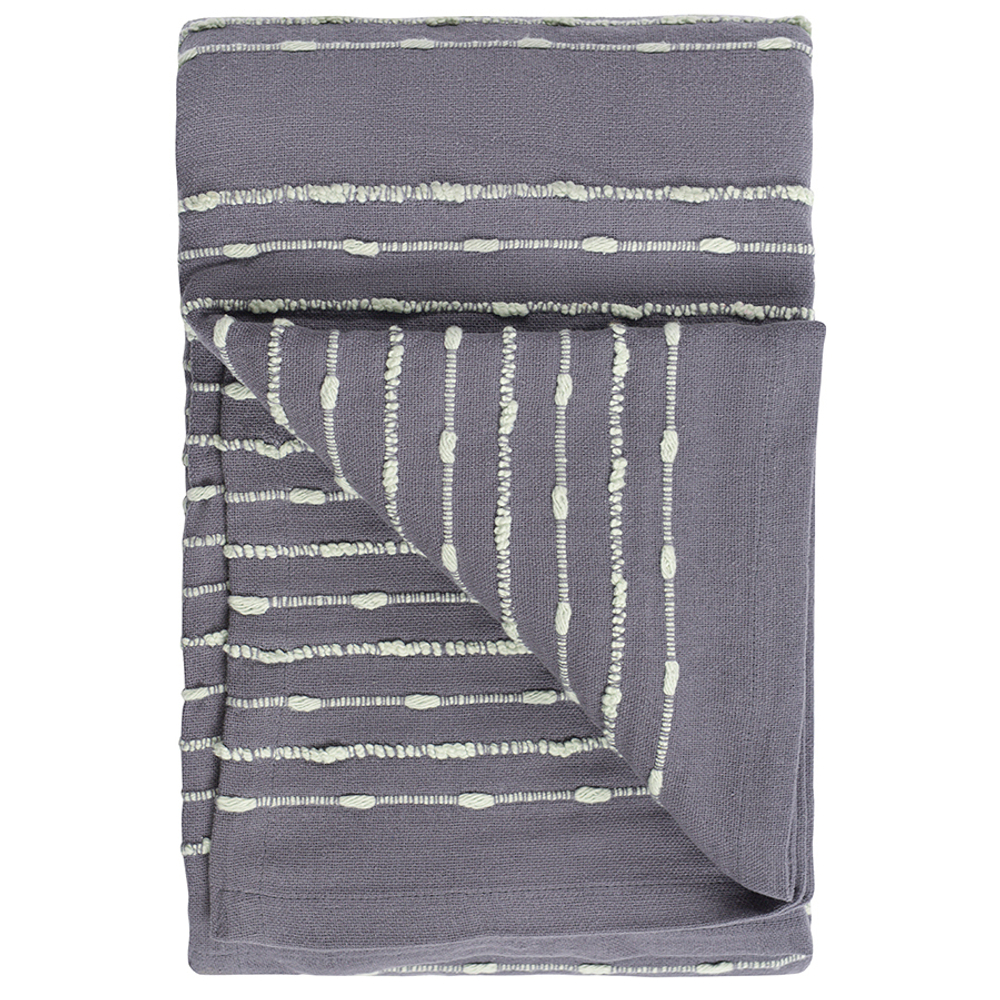 Покрывало из хлопка серого цвета с декоративной строчкой из коллекции ethnic, 180х250 см