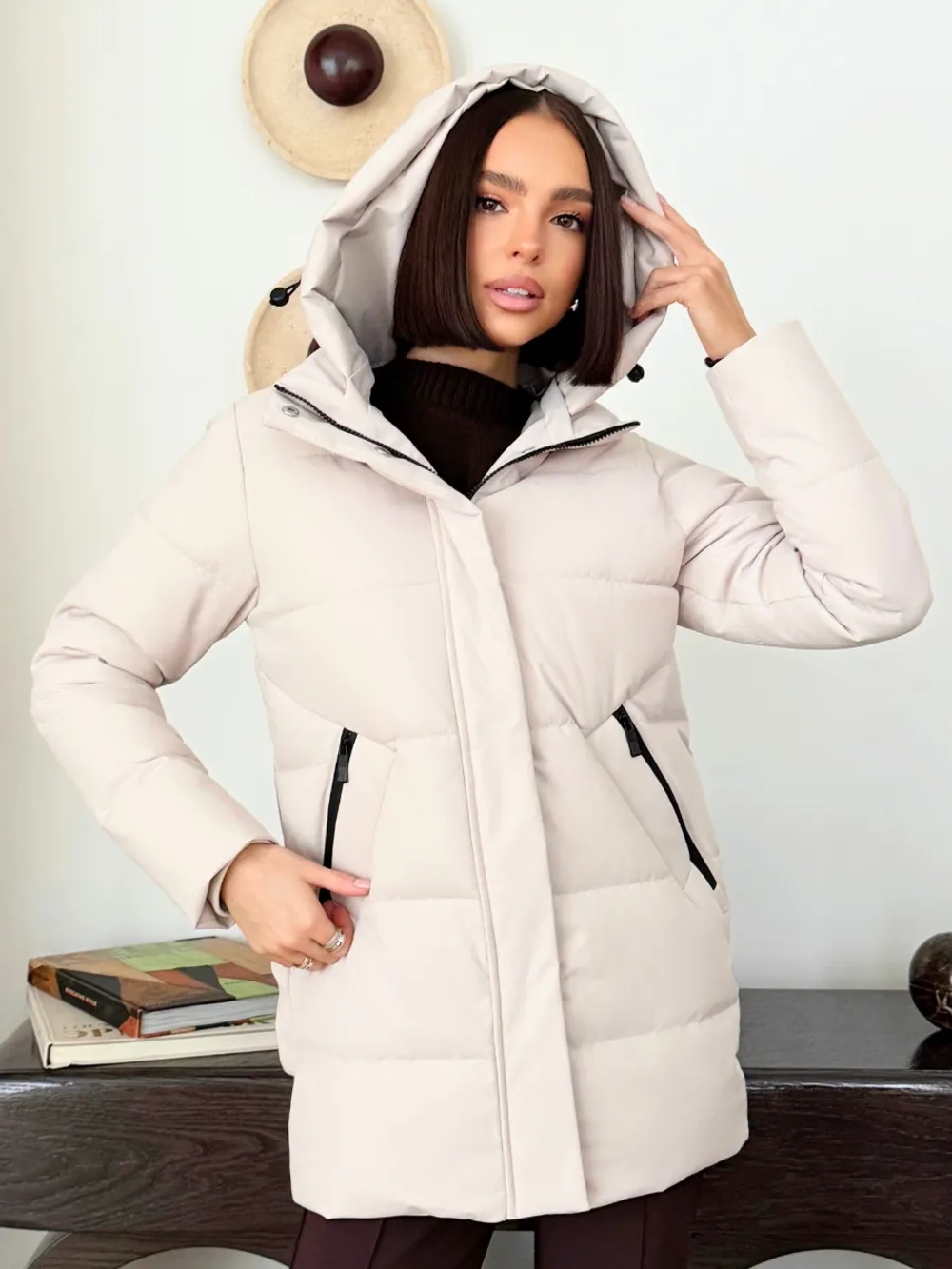 Куртка весенняя удлиненная со съемным капюшоном