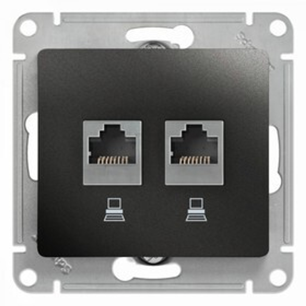 Розетка компьютерная 2м СП RJ45+RJ45 кат.5E антрацит GSL000785KK