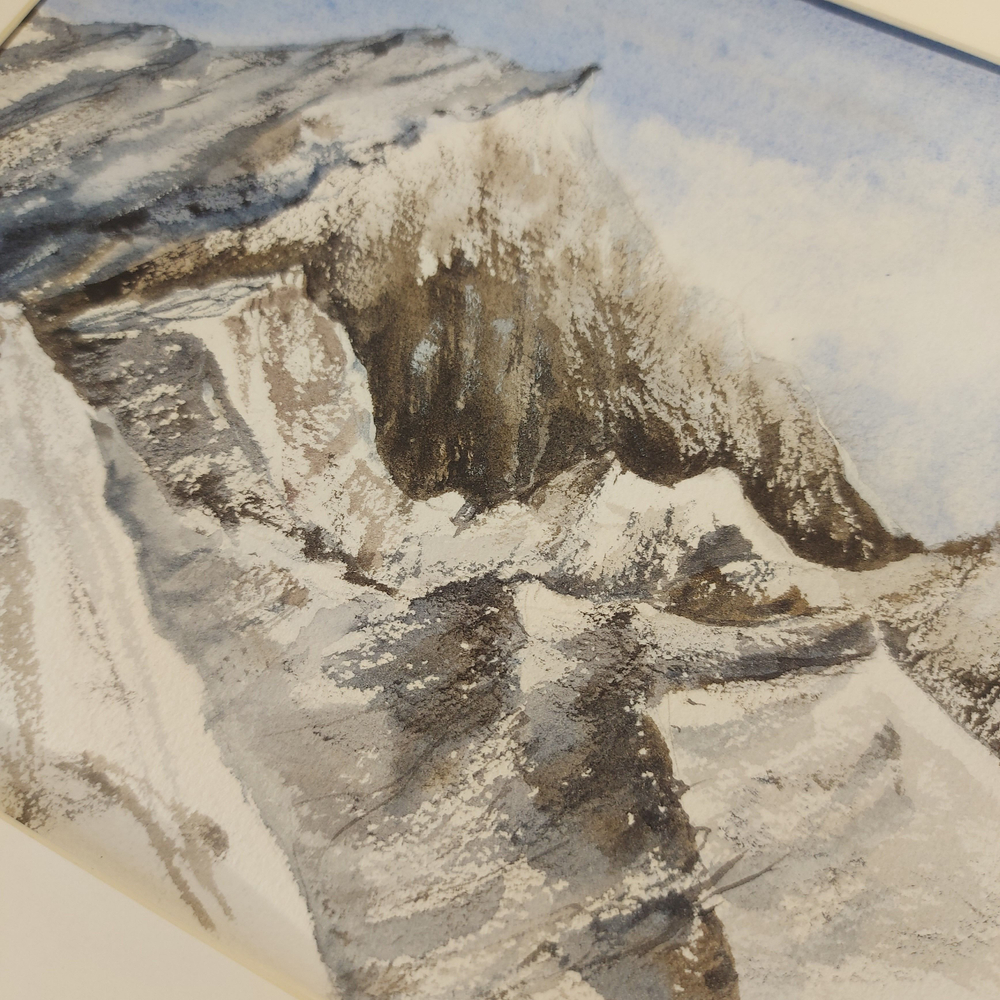 Картина акварельная авторская в паспарту 30х40 см на стену для интерьера "В горах "