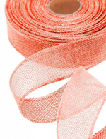 Лента Льняная 4см х 28м с проволокой (Розовый)