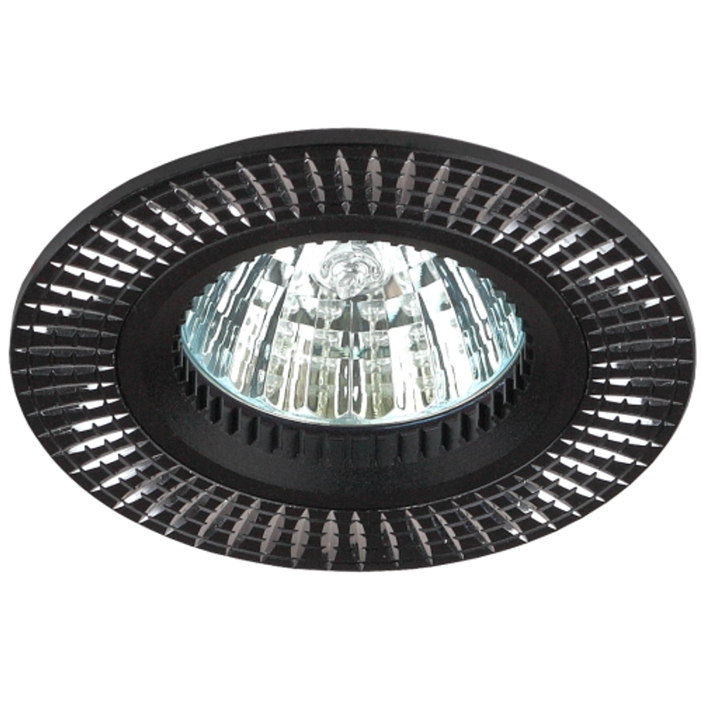 Встраиваемый светильник алюминиевый ЭРА KL32 AL/BK/1 MR16 12V 50W черный серебро