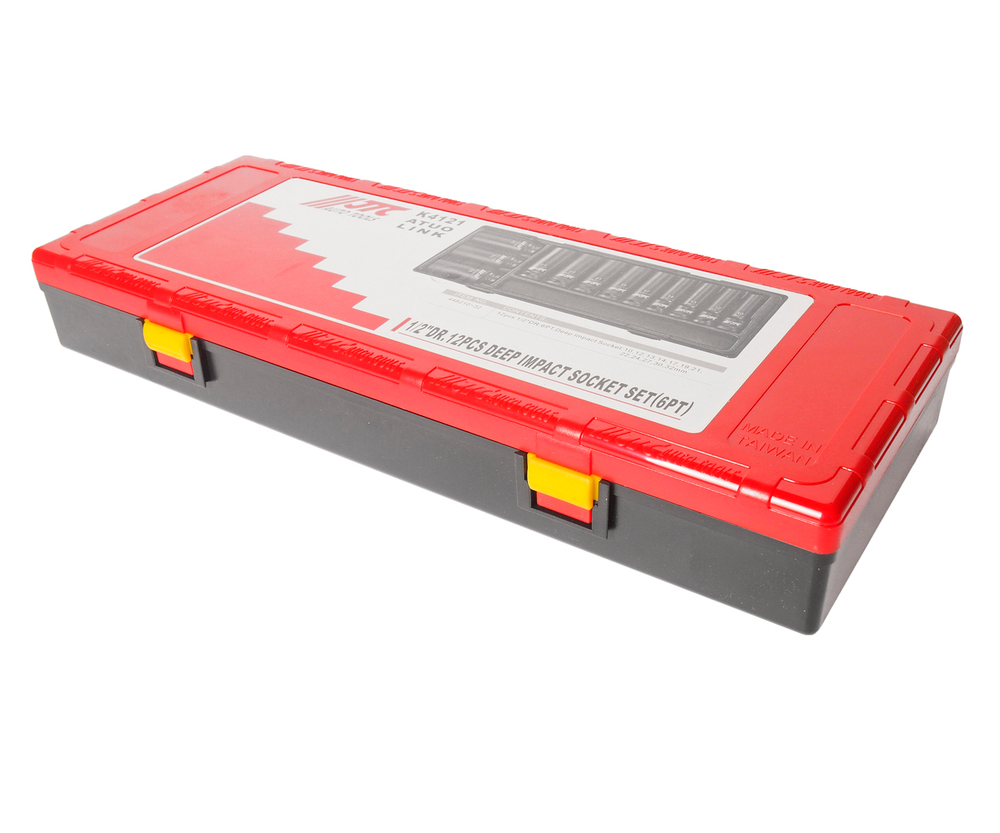 Набор головок торцевых 1/2" 6-ти гранных 10-32мм ударных глубоких 12 предметов в кейсе JTC