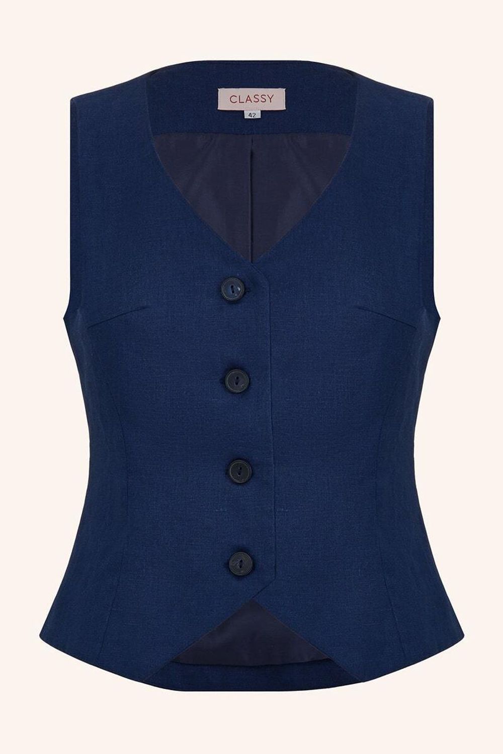 Жилет короткий синий лён