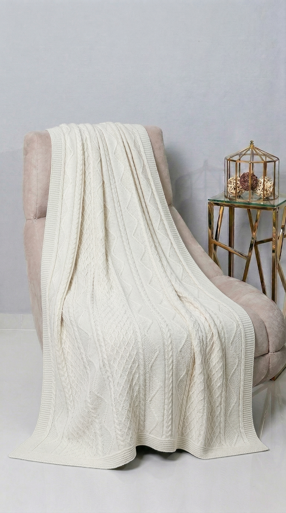 Плед 130x170 Косы-волны МПД034-01 белый