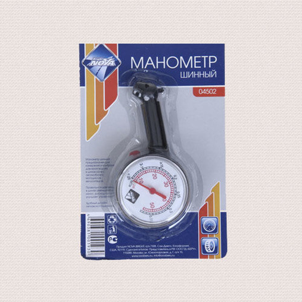 47755 Манометр шинный "Nova Bright" в блистере (до 3.5 атм)