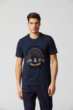 Футболка муж. AERONAUTICA 2152 синий триколор бархатом