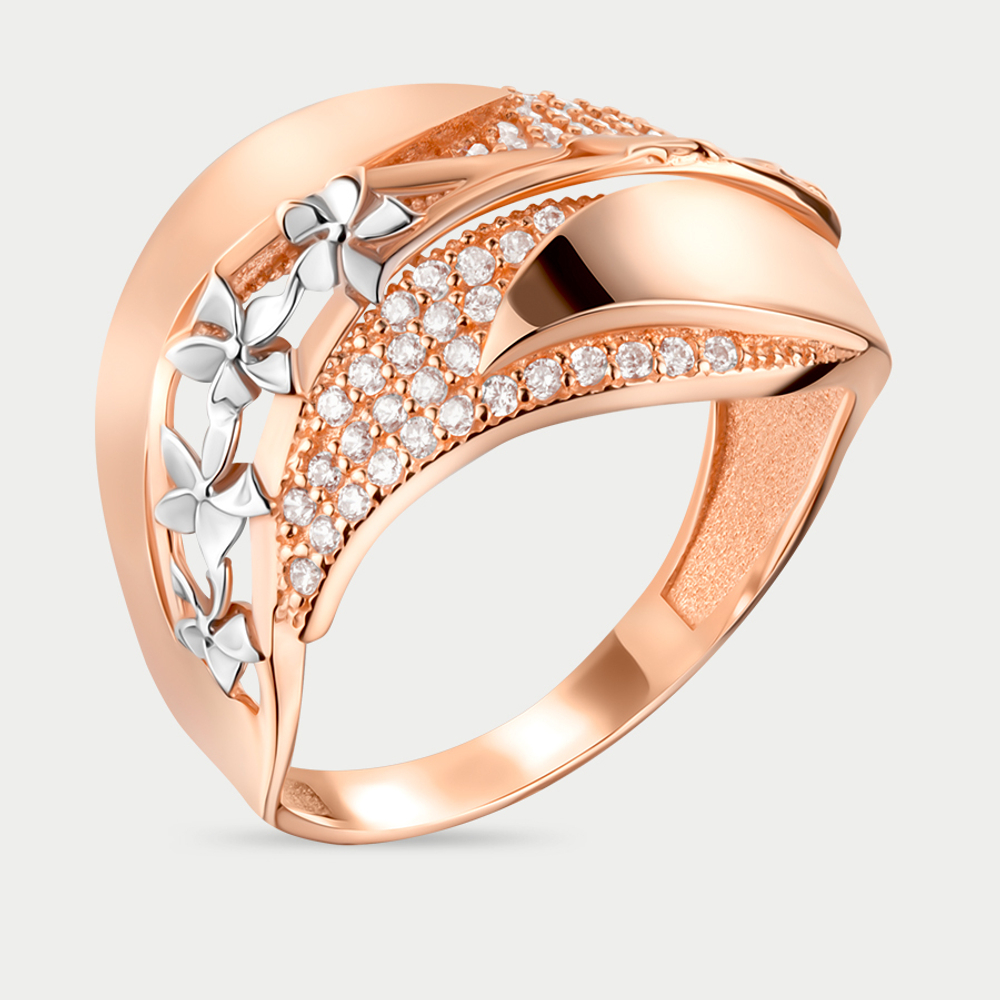 Кольцо женское из розового золота 585 пробы с фианитами (арт. 71542)