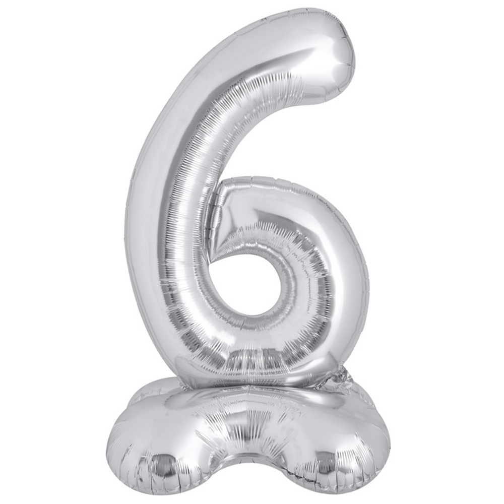 Шар фольгированный Цифра 6 127 см (Серебряный)