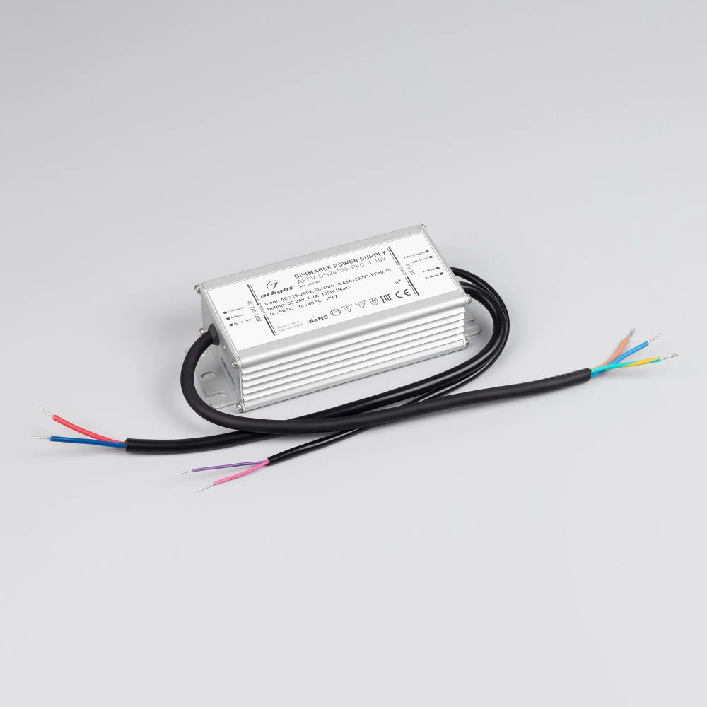 Блок питания ARPV-UH24100-PFC-0-10V (24V, 4.2A, 100W) (Arlight, IP67 Металл, 7 лет) 030284