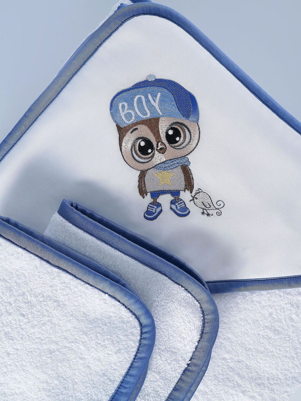 Набор полотенец для новорожденных 120х120 Claire Batiste Atelier Smart Boy с капюшоном и салфетками