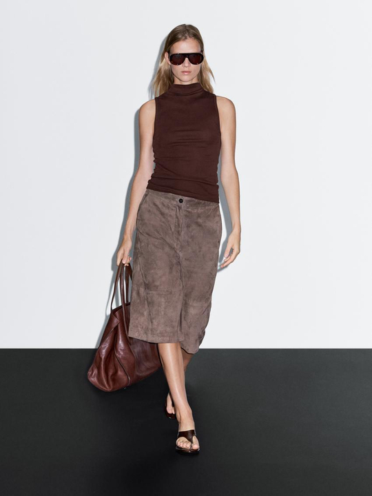 Massimo Dutti Топ из 100% хлопка с воротником, бургунди