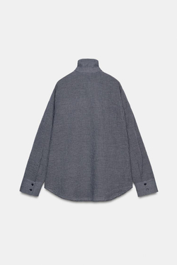 ZARA РУБАШКА В КЛЕТКУ С ПЛАТКОМ — ZW COLLECTION, МОРСКОЙ СИНИЙ