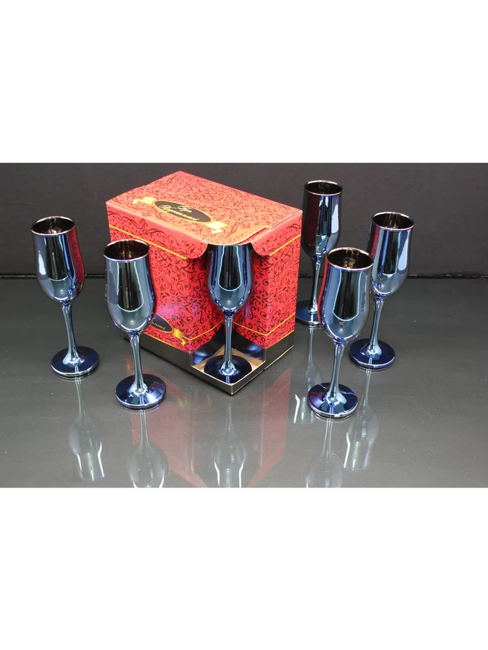 Бокалы для шампанского 6 штук Лазурит