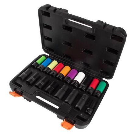 Цена на AFFIX (AF00640180C) Набор ударных глубоких шестигранных головок 1/2", 15-24 мм, 18 предметов, кейс