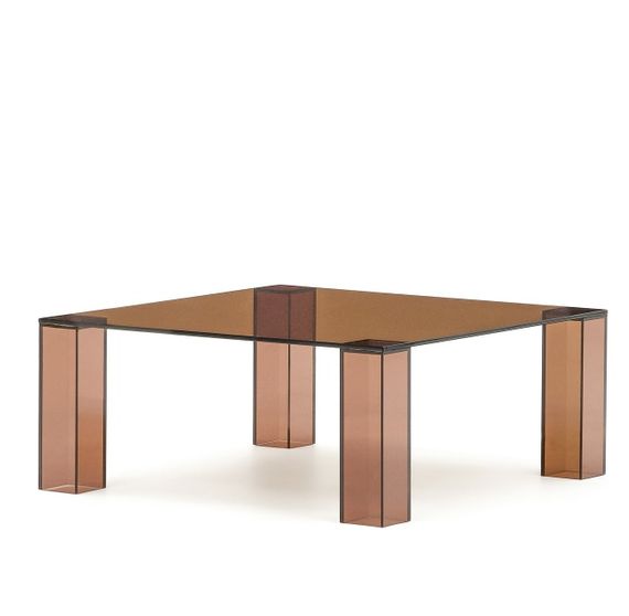 Журнальный столик из закаленного стекла Adularia коричневого цвета 85 x 85