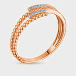Женское кольцо из розового золота 585 пробы с фианитами (арт. к4688)