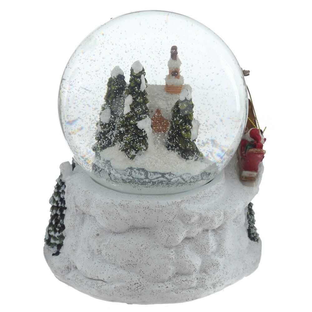GAEM Фигурка декор в стекл шаре "Дом и Дед Мороз", (подсвет,муз, вьюга 3хАА н/п), D 11 см, L16 W16 H16 см