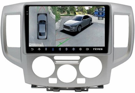 Магнитола для Nissan NV200 2009+ (рамка серебро) - Teyes CC3-2K-360 монитор 9.5" 2K QLED на Android 10, 6Гб+128Гб, CarPlay, 4G SIM-слот, 4 камеры в комплекте