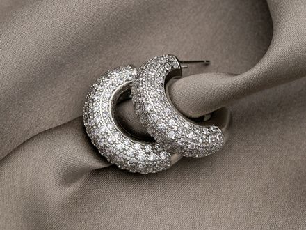 Серьги-кольца со стразами, 24мм (уценка)