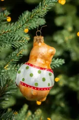 Елочное украшение Медведь с гармошкой, стекло, 10 см., 1 шт., Витус (А379)