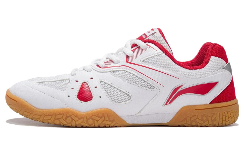 Li Ning Fabric Cushioning Slip Resistant Abrasion Resistant Low top Training Shoes Women"s White Red