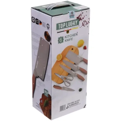 Набор ножей «SHEF» 6предметов (4ножа+ножницы+подставка), бежевый