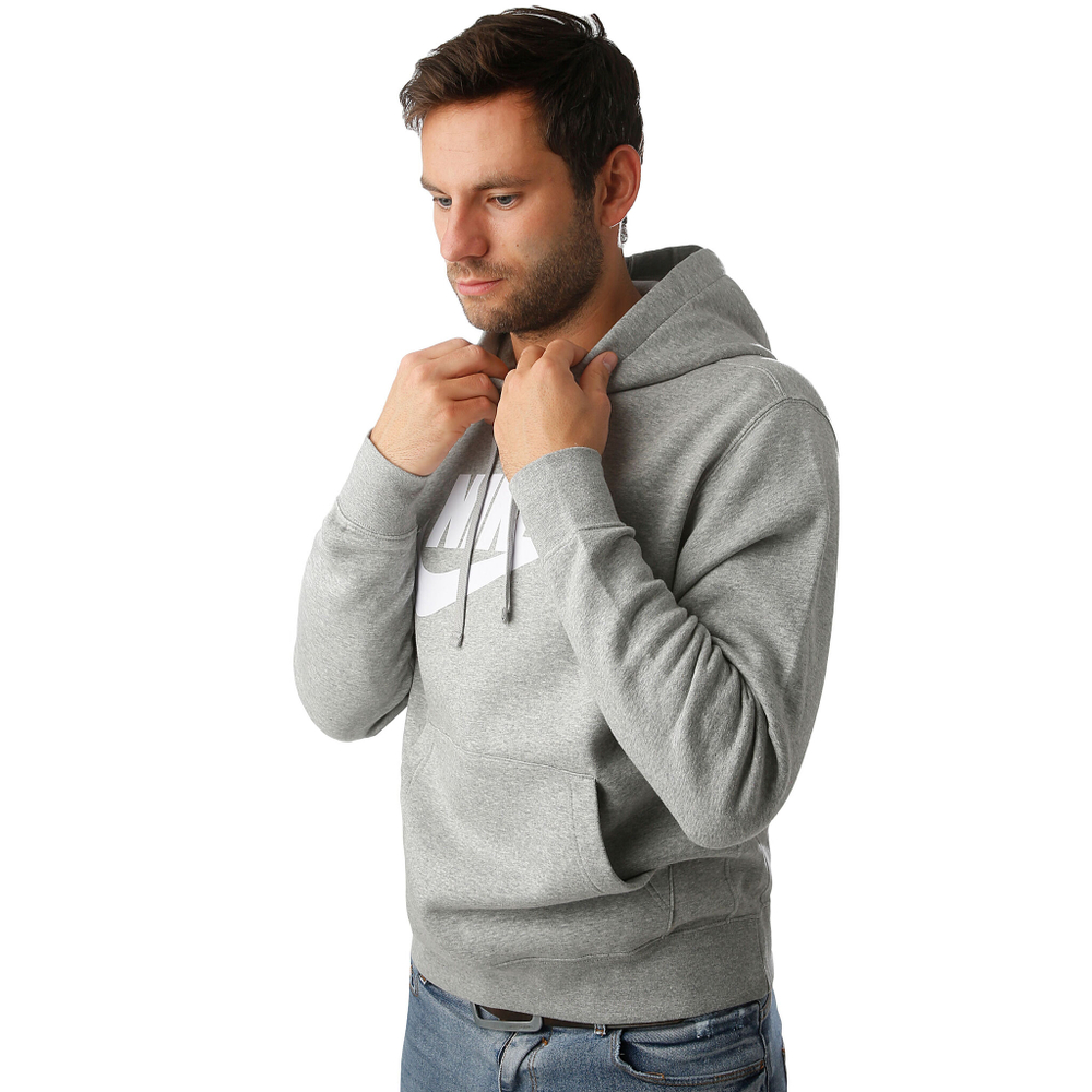 Мужская кофта теннисная Nike Sportswear Club Fleece Hoody Men - Lightgrey, White
