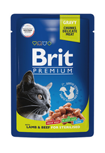 Brit Premium Ягненок и Говядина в соусе для взрослых стерилизованных кошек, 85г