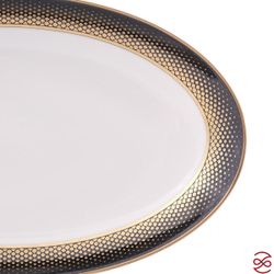 Блюдо овальное Falkenporzellan Deluxe Shape - Rio Black Gold 24 см