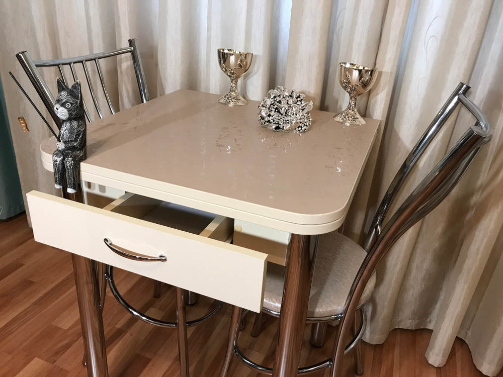 Маленький раскладной кухонный стол с ящиком Сappuccino