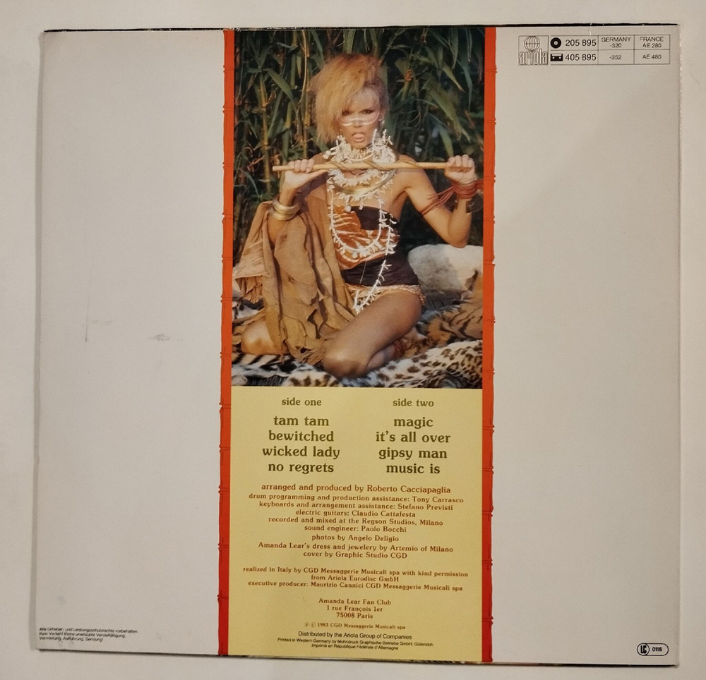 Винтажная виниловая пластинка LP Amanda Lear Tam Tam (Germany 1983)