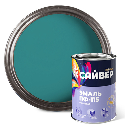 САЙВЕР  Эмаль ПФ-115 Бирюзовая 0,8кг ГОСТ 6465-76