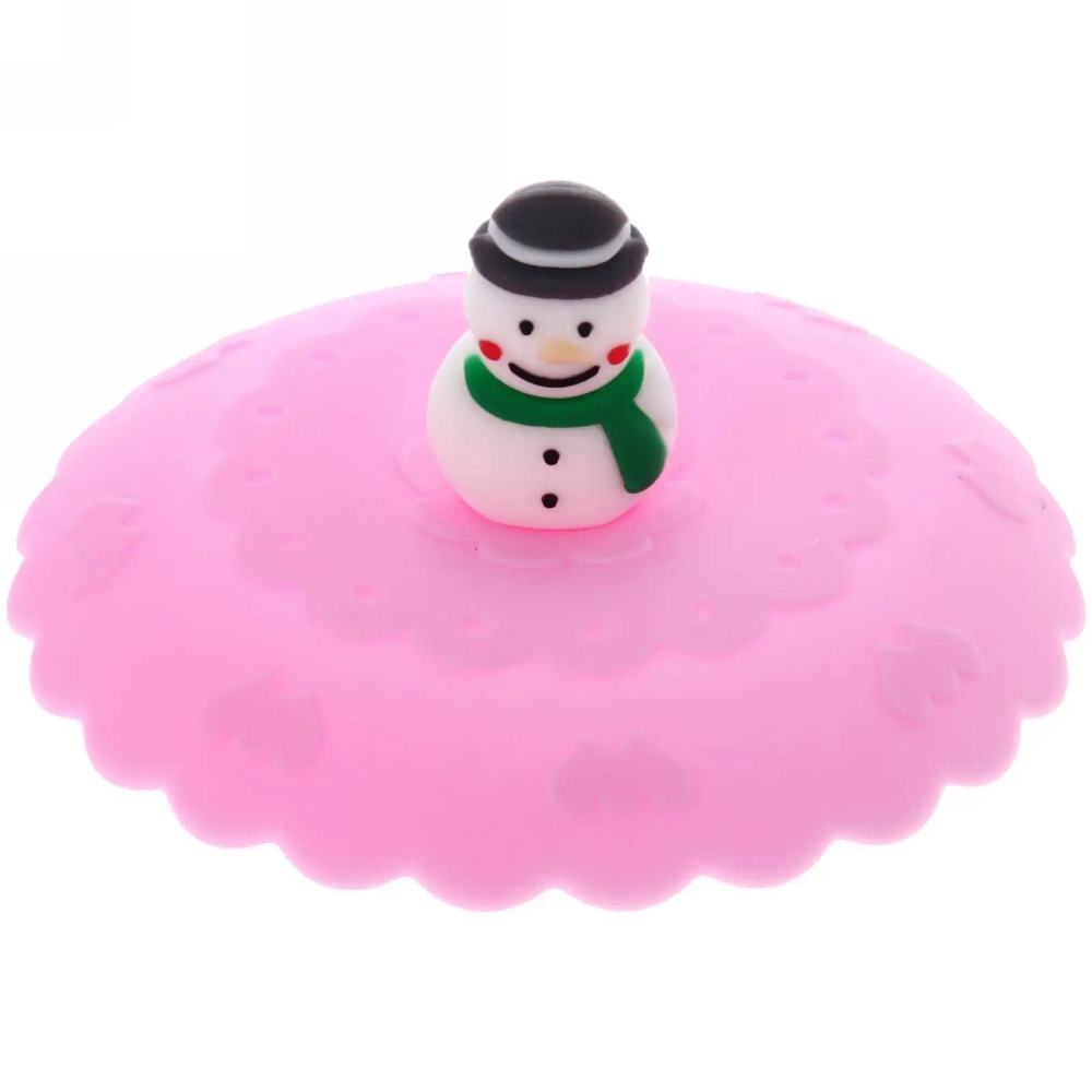 Крышка силиконовая для кружки 10см «Снеговик в шляпе»