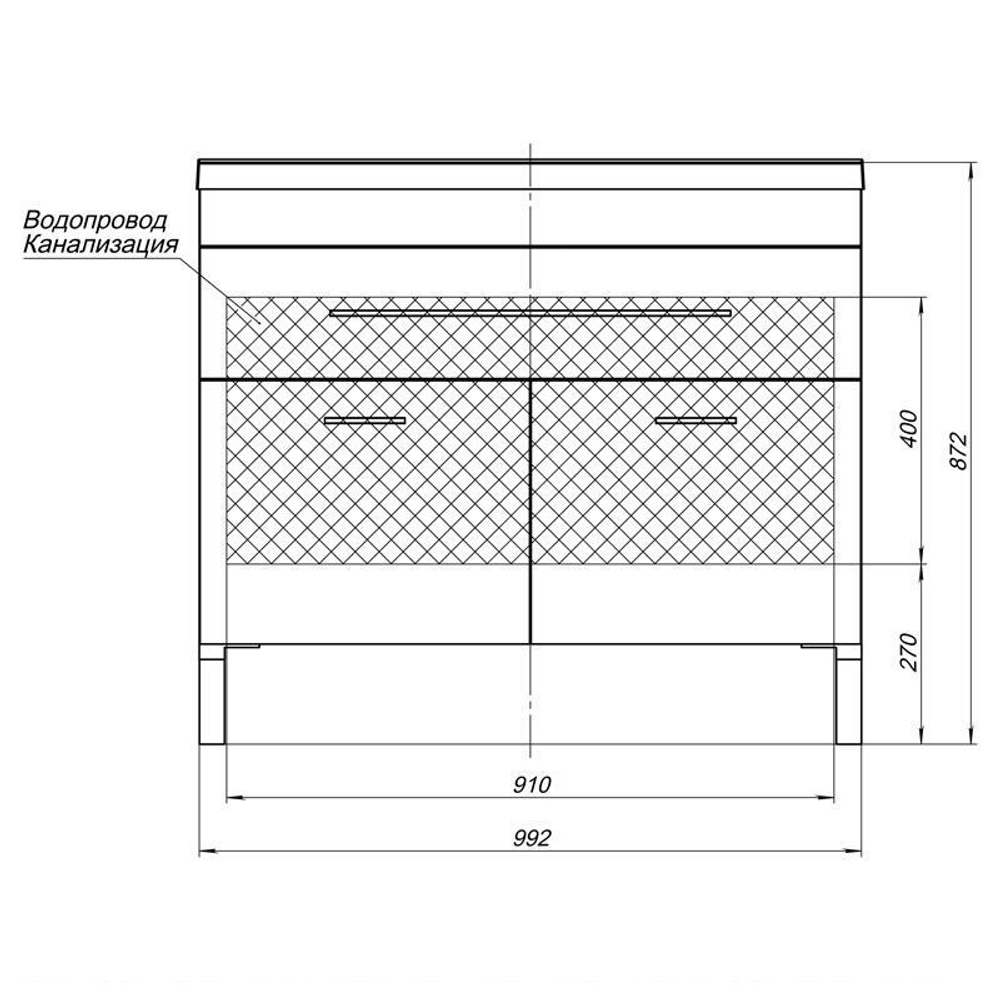 Тумба с раковиной Aquanet Верона NEW 100 белый (напольная 1 ящик 2 дверцы)