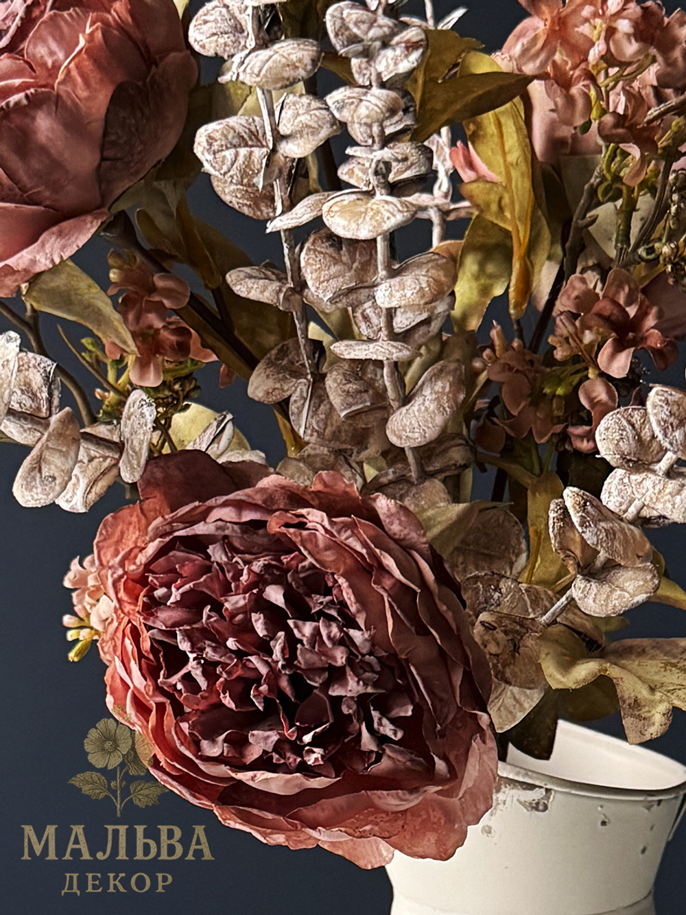 Букет античных пионовидных роз 59 см