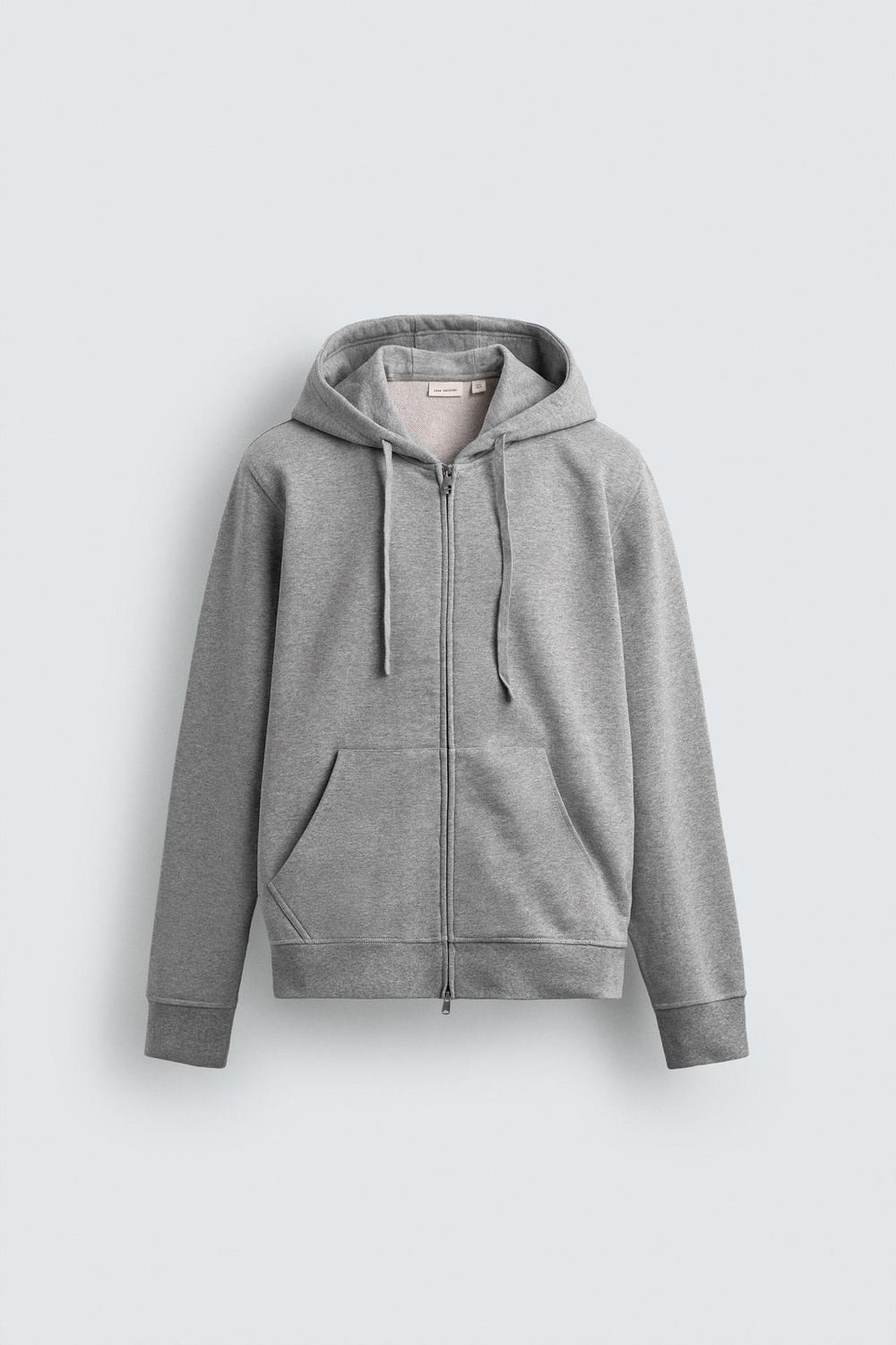 ZARA ТОЛСТОВКА НА МОЛНИИ С КАПЮШОНОМ HEAVYWEIGHT ORIGINS,СЕРЫЙ МЕЛАНЖ