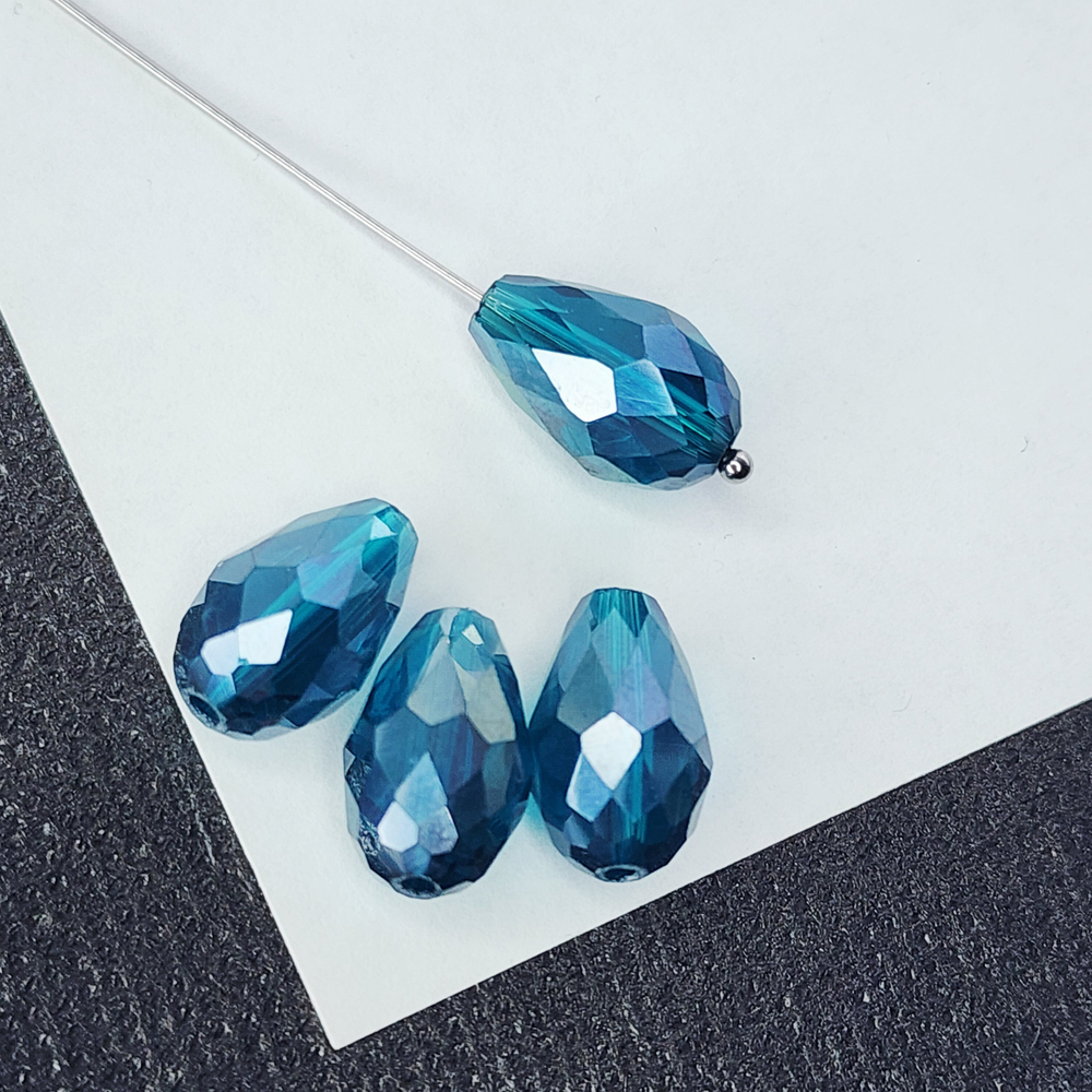 Бусина капля, хрусталь, цвет индиголит, р-р 15×10мм, штучно