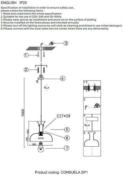 Подвесной светильник Crystal Lux Consuela SP1 Brass