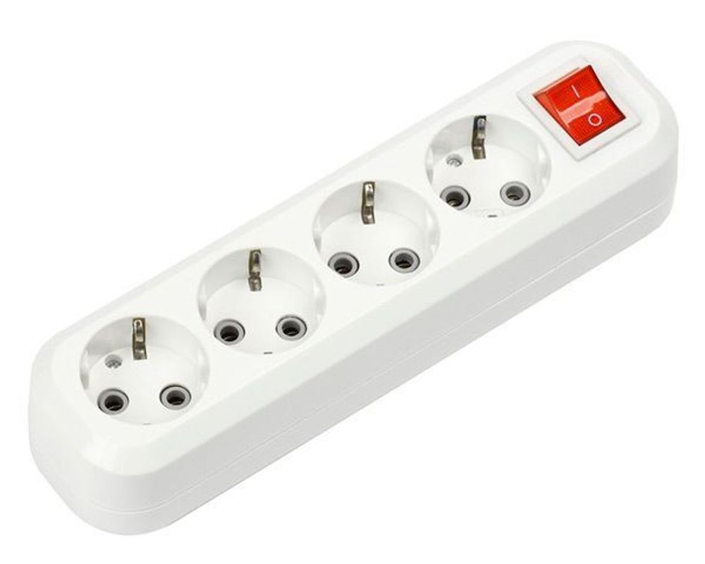 Колодка 4 гн. с/з 16Ас выключателем Smartbuy,SBE-16-4-00-ZS