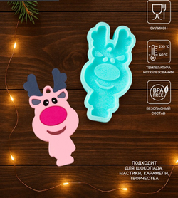 Молд для заливки новогодний «Олень», силикон, 8×3.7×0.8 см