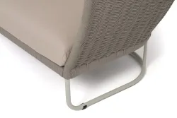 "Фиджи" диван 3-местный плетеный из роупа, каркас алюминий светло-серый (RAL7035) муар, роуп серый меланж круглый, ткань Mossle бежевая