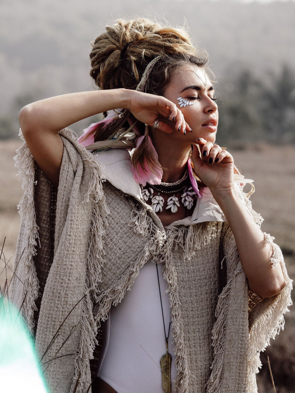 Burning Man пальто-пончо (серо-бежевое)