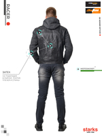Мотокуртка комбинированная RACER, муж, Regular fit, Cordura Denin/флис,Чёрный, Unwashed (XXL) Starks