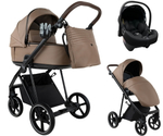 Детская коляска Roan Sol Vintage Leather 2.0 3 в 1 с автокреслом Tutis Elo Lux EduSky Black SL/11/L Camel/Black/руч.Тем.коричневый